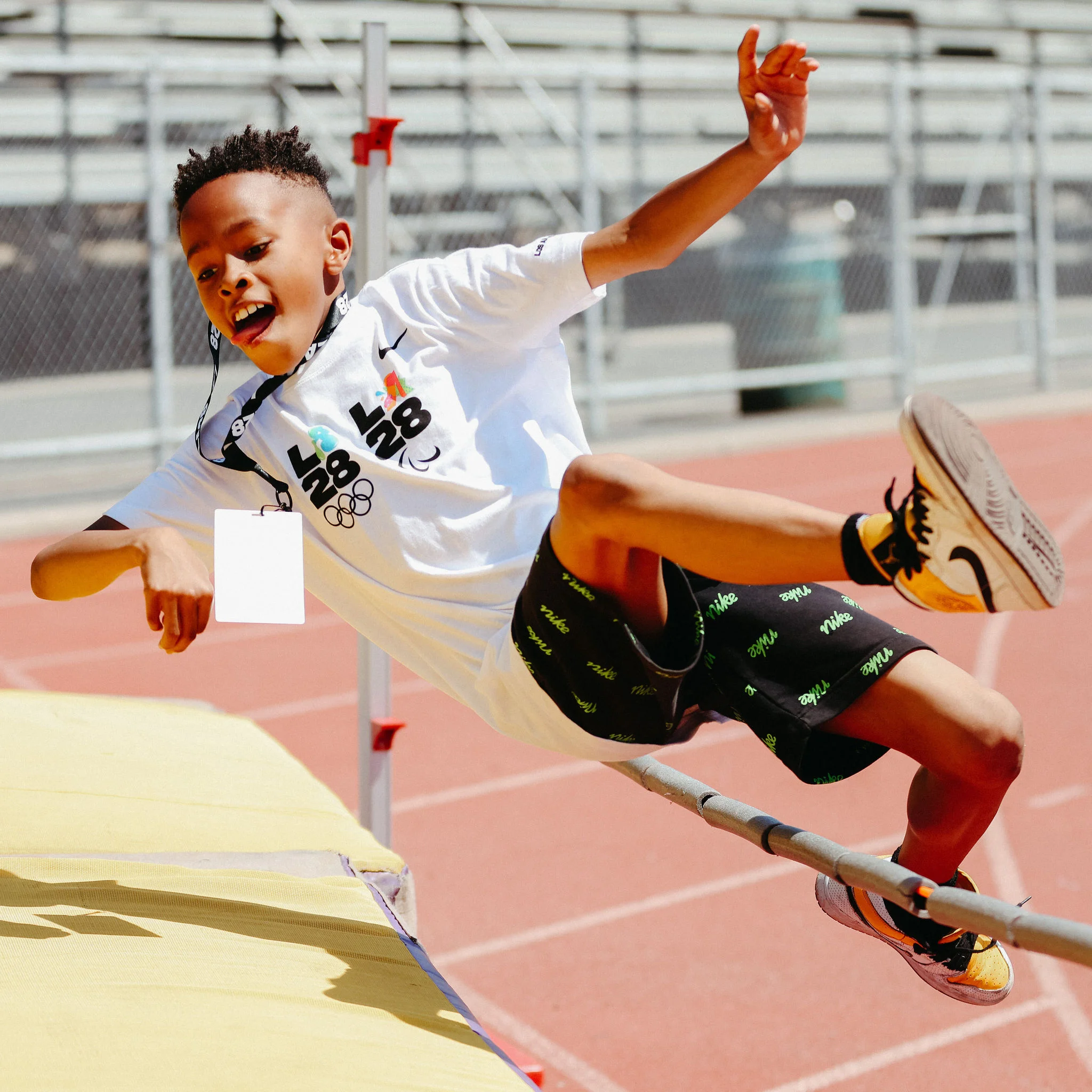 Youth participant tries the high jump at LA28 Day of Sport