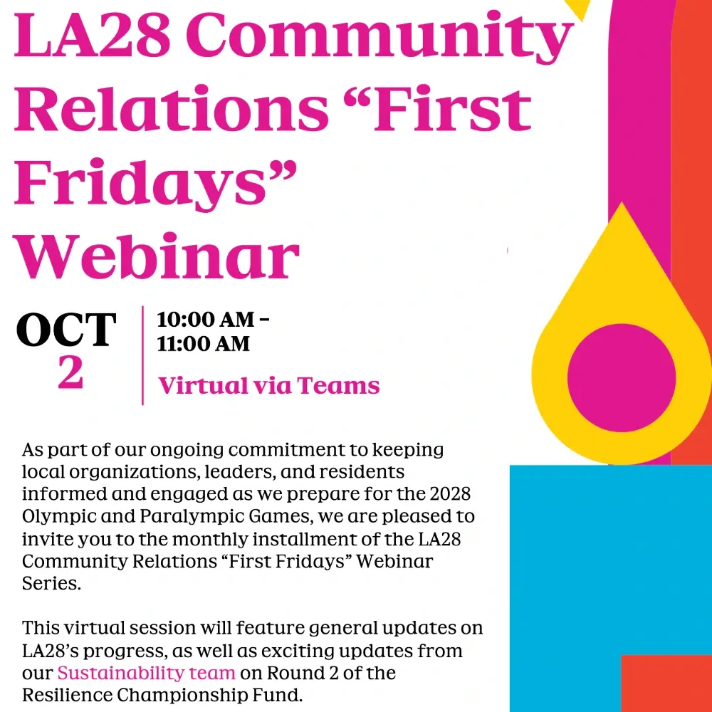 LA28 Community Webinar Oct 2 flyer