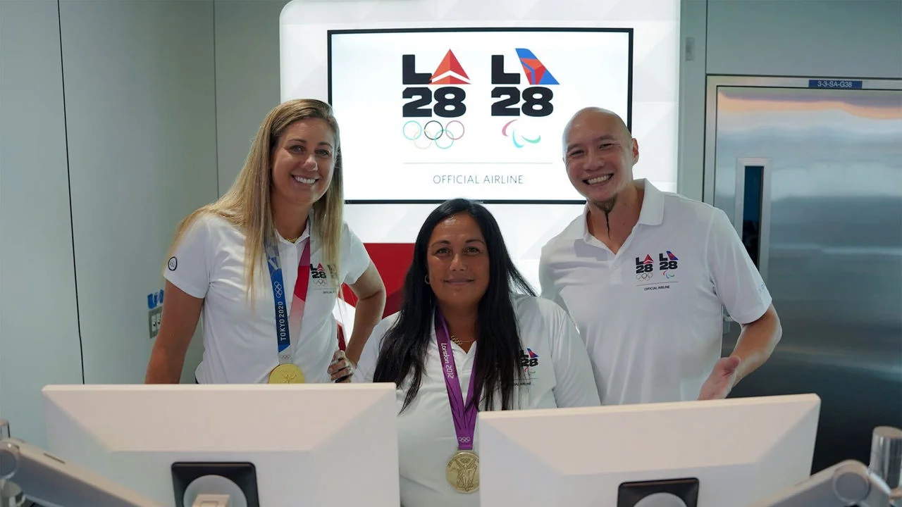 April Ross, Brenda Villa, and Jen Lee at Delta Emblem Activation Event