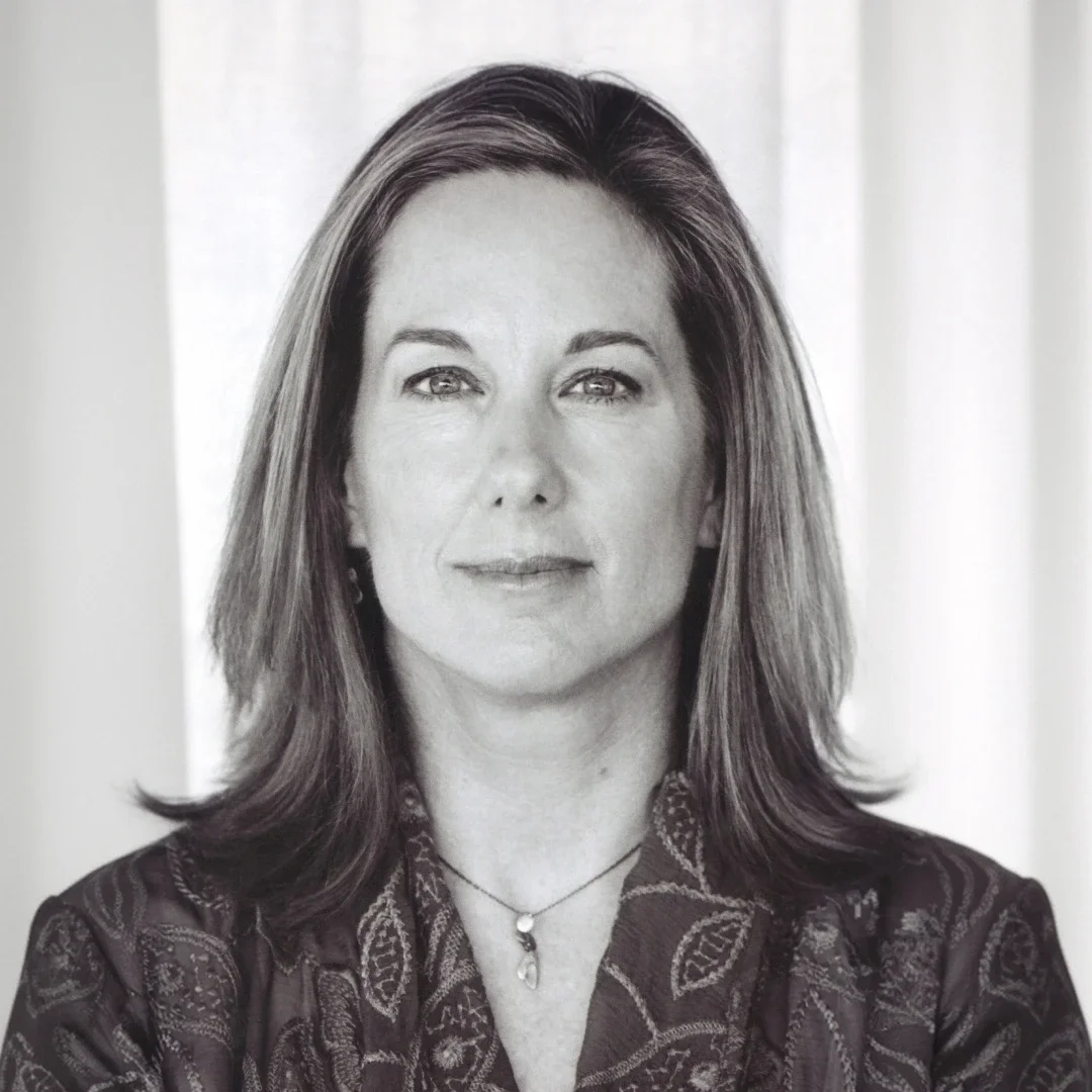 Headshot in black and white of Kathleen Kennedy