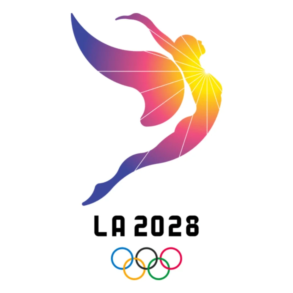 An image of the "Follow the Flame" logo, which served as the emblem for LA28's bid.