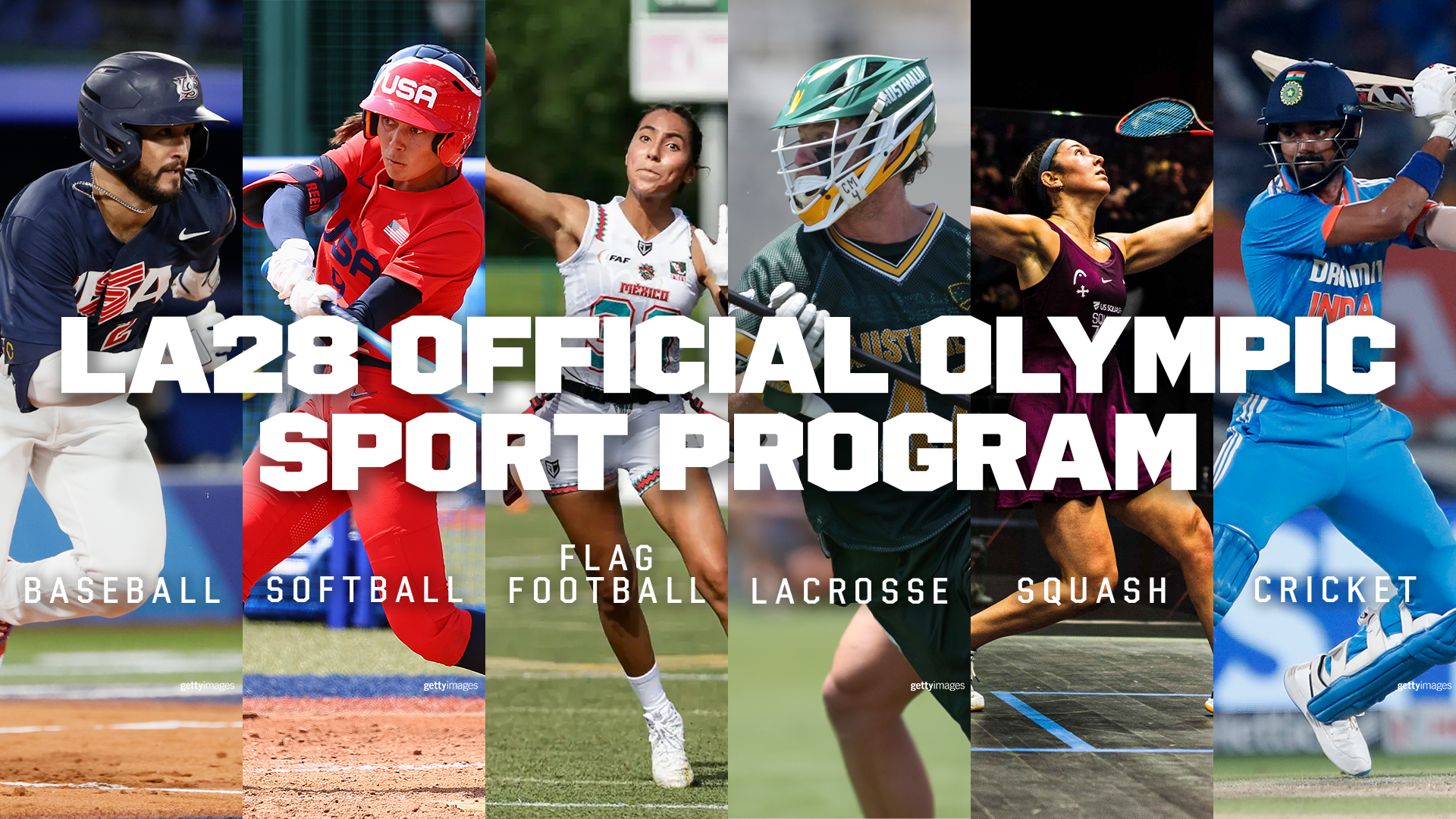 Jogos Olímpicos on X: O comitê @LA28 propõe cinco esportes adicionais para  os Jogos Olímpicos de 2028! #Olympics (🧵 1/10) ⚾ Beisebol/softbol 🏏  Críquete 🏈 Flag football 🥍 Lacrosse ⚫ Squash  / X